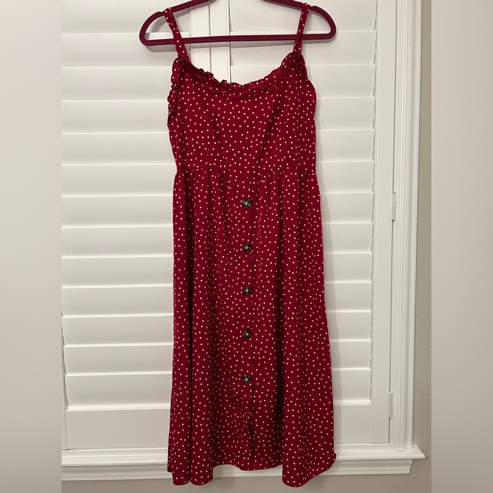 SHEIN Red With White Polka Dots Dress - Picture 2 of 11